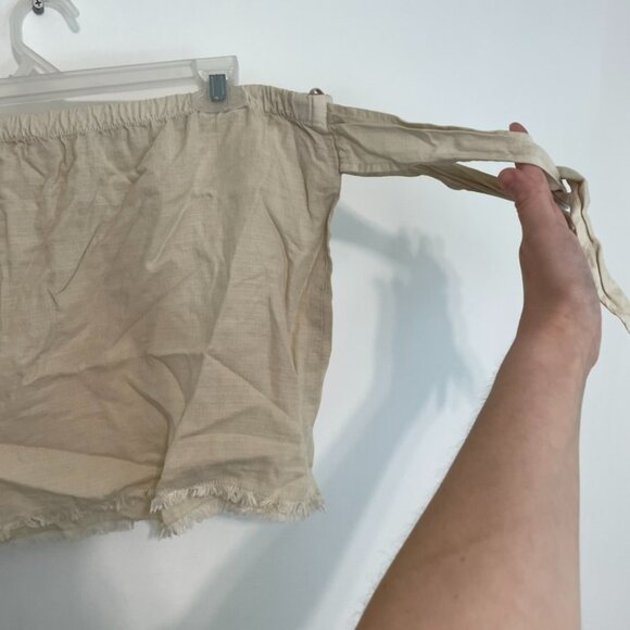 CLOTH & STONE ANTHROPOLOGIE ANTHRO Frayed Off the Shoulder Top Cream Boho Hippie - Picture 15 of 16